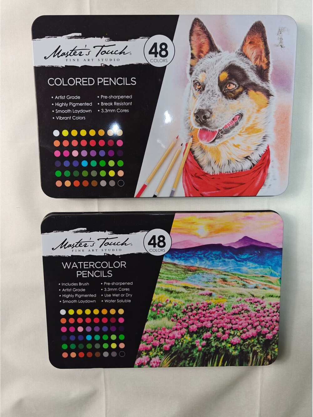 Master’s Touch Colored & Watercolor Pencil Sets 48-Count Tins Incomplete Lot 2